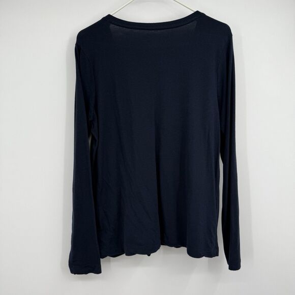 Womens Banana Republic LS Navy Blue Timeless Tee T-Shirt L Intemporel Layering - Picture 3 of 8